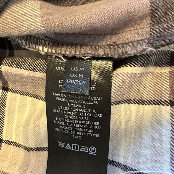 Free People Plaid Shirt Size Medium Black Tan White Crop Snap Front Shacket - Picture 7 of 11